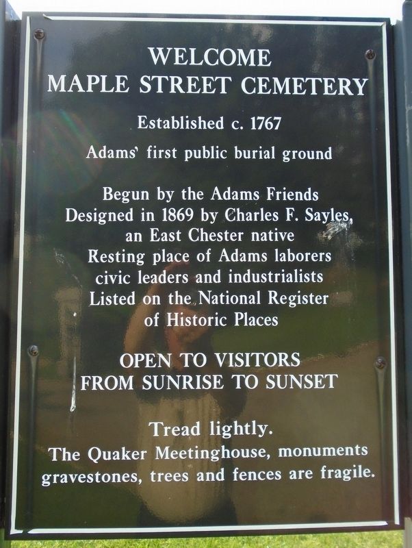 Maple Street Cemetery Marker. Click for full size. Maple Street Cemetery Marker image. Click for full size.