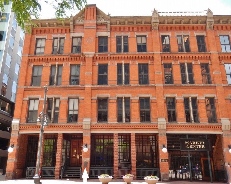 Marker Center Building (<i>marker visible; mounted on pillar</i>). Click for full size. Marker Center Building (<i>marker visible; mounted on pillar</i>) image. Click for full size.