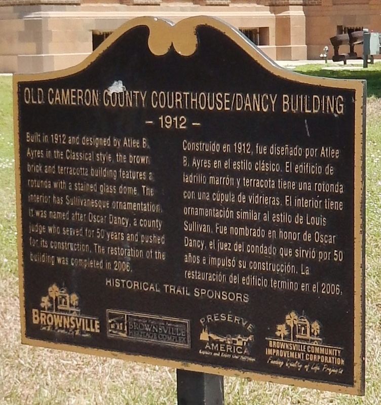 Old Cameron County Courthouse / Dancy Building Marker image. Click for full size.