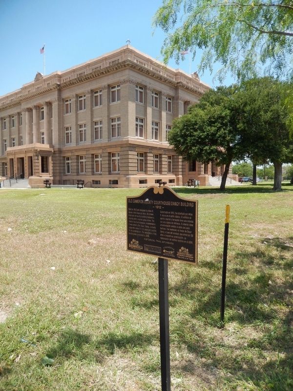 Old Cameron County Courthouse / Dancy Building Marker (<i>tall view</i>) image. Click for full size.