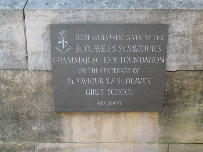 St. Saviour’s & St. Olaves Girls’ School Marker. Click for full size. St. Saviour’s & St. Olaves Girls’ School Marker image. Click for full size.