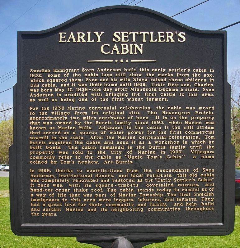 Early Settler's Cabin marker image. Click for full size.