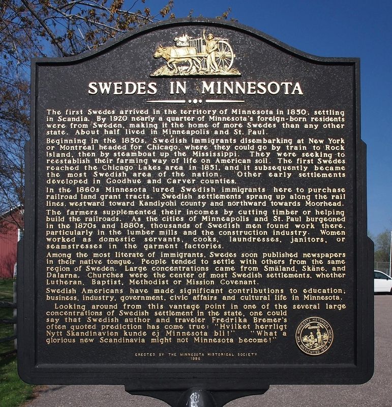 Swedes in Minnesota marker image. Click for full size.