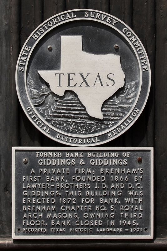 Former Bank Building of Giddings & Giddings Marker image. Click for full size.