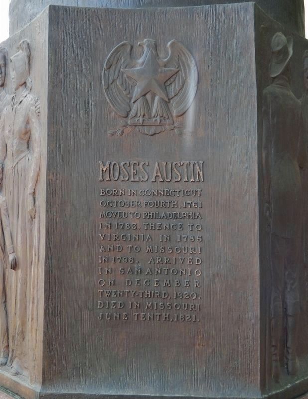 Moses Austin Monument (<i>panel 1</i>) image. Click for full size.