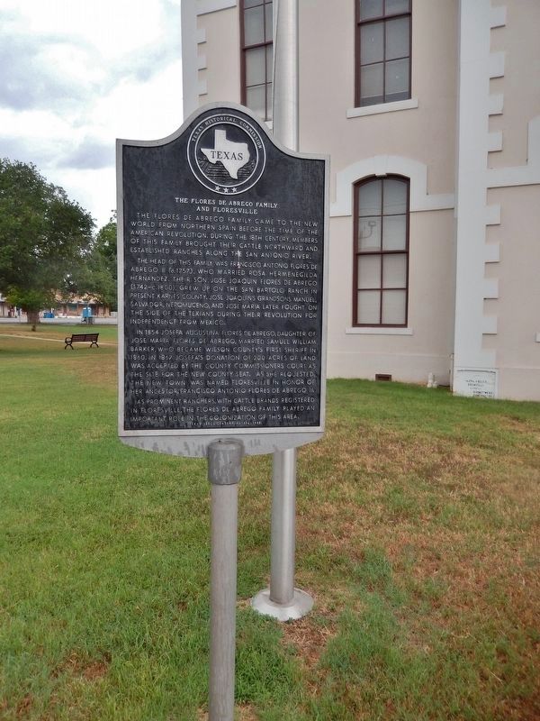 The Flores de Abrego Family and Floresville Marker (<i>tall view</i>) image. Click for full size.