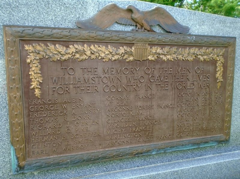 War and Veterans Memorial World War Honored Dead. Click for full size. War and Veterans Memorial World War Honored Dead image. Click for full size.