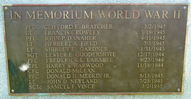 War and Veterans Memorial World War II Honored Dead. Click for full size. War and Veterans Memorial World War II Honored Dead image. Click for full size.