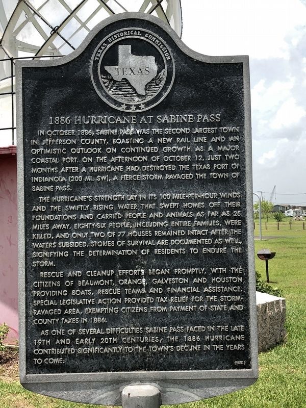 1886 Hurricane at Sabine Pass Marker image. Click for full size.