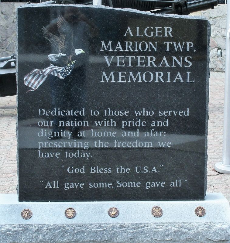 Alger Marion Township Veterans Memorial Marker. Click for full size. Alger Marion Township Veterans Memorial Marker image. Click for full size.