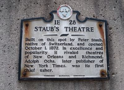 Staub's Theatre Marker image. Click for full size.