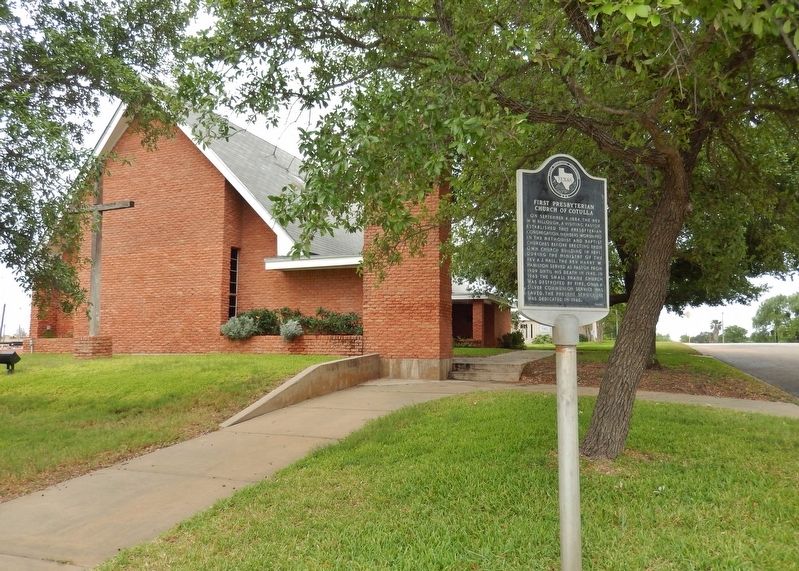 First Presbyterian Church of Cotulla Marker (<i>tall view</i>) image. Click for full size.