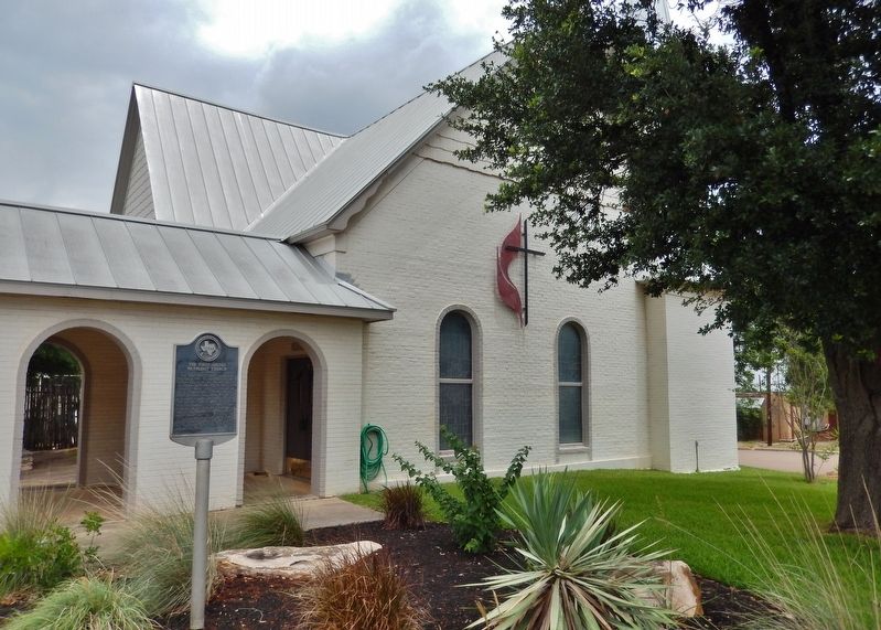 The First United Methodist Church of Cotulla Marker (<i>wide view</i>) image. Click for full size.