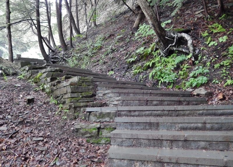 Gorge Trail Staircase (<i>C.C.C. stonework at Buttermilk Falls State Park</i>) image. Click for full size.