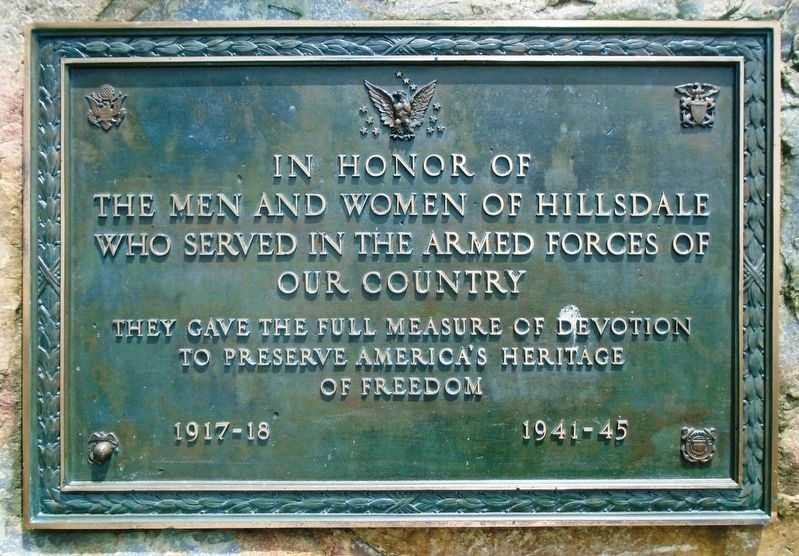 The Veterans Memorial Garden of Hillsdale World Wars Marker image. Click for full size.