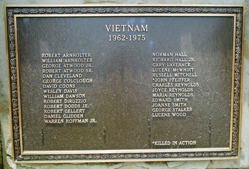 The Veterans Memorial Garden of Hillsdale Vietnam War Honor Roll. Click for full size. The Veterans Memorial Garden of Hillsdale Vietnam War Honor Roll image. Click for full size.