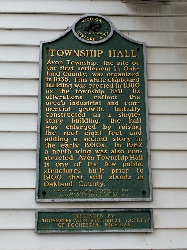 Township Hall Marker image. Click for full size.