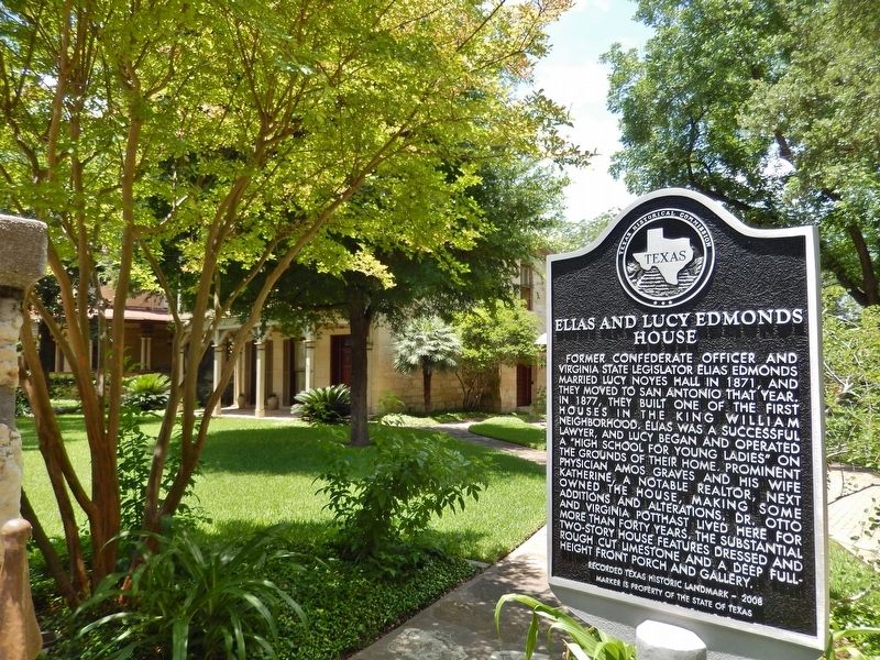 Elias and Lucy Edmonds House Marker (<i>wide view; Edmonds house in background</i>) image. Click for full size.