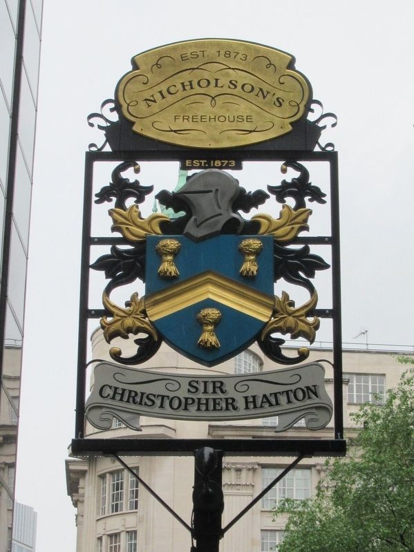 Sir Christopher Hatton Sign image. Click for full size.