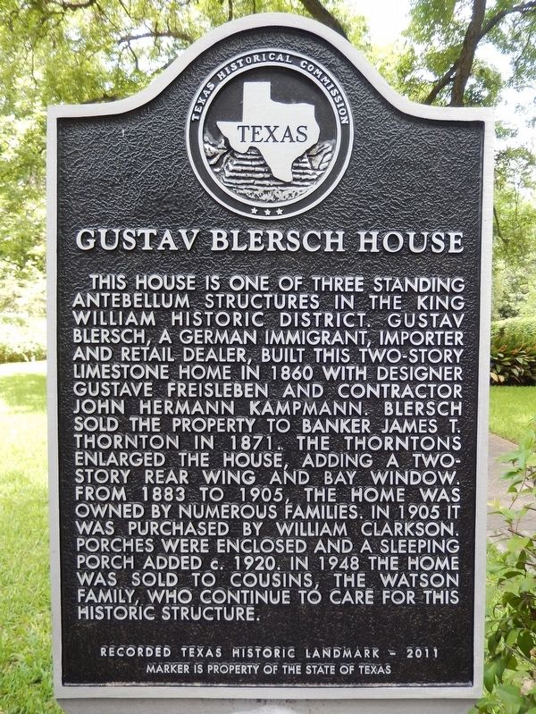 Gustav Blersch House Marker image. Click for full size.
