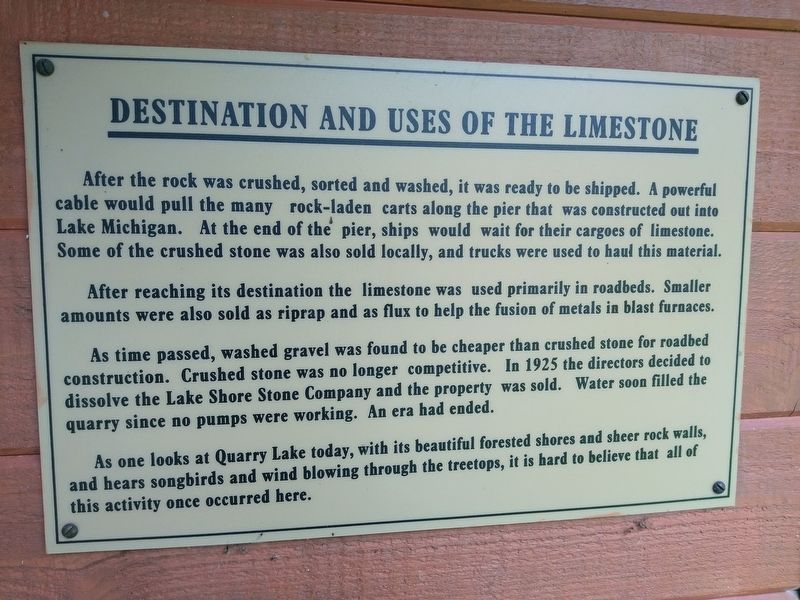 Destination and Uses of the Limestone Marker image. Click for full size.