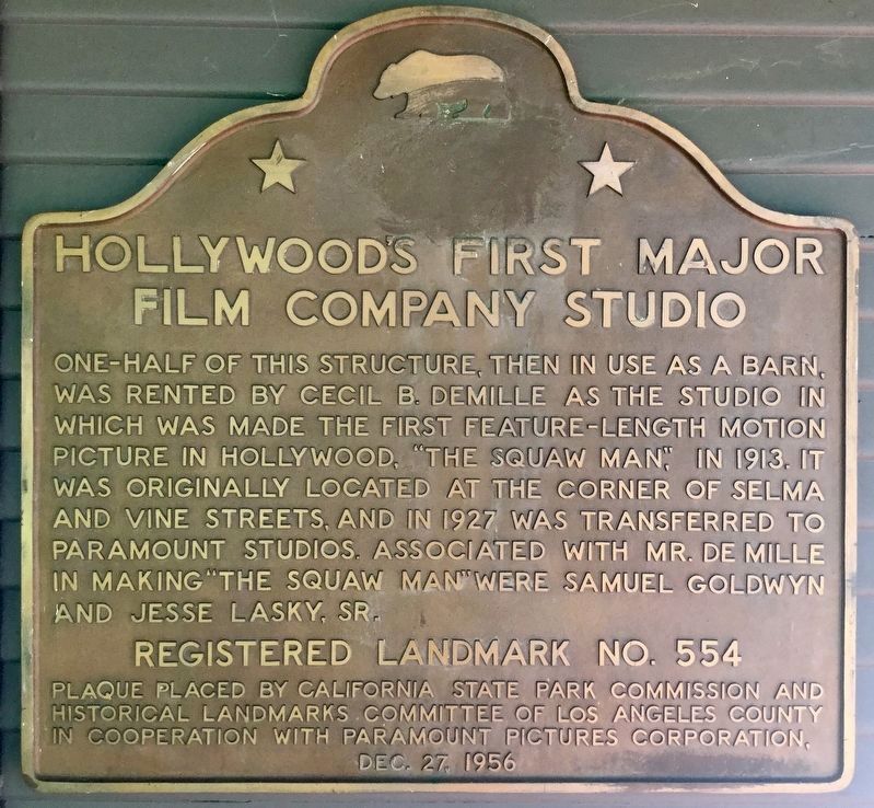 Hollywood’s First Studio Marker image. Click for full size.