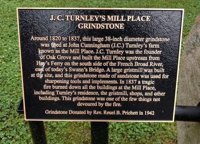 J. C. Turnley's Mill Place Grindstone Marker image. Click for full size.