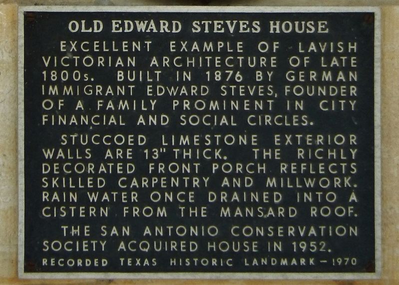 Old Edward Steves House Marker. Click for full size. Old Edward Steves House Marker image. Click for full size.