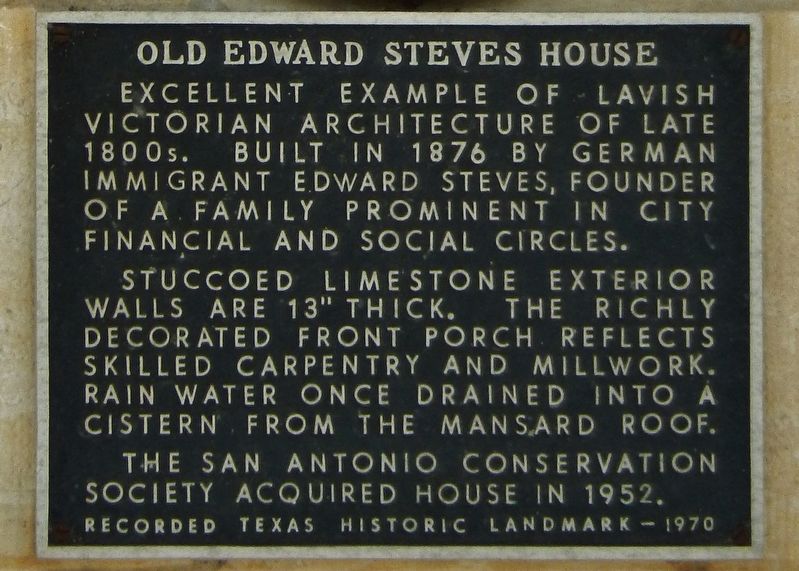 Old Edward Steves House Marker image. Click for full size.