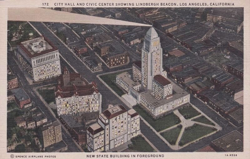 <i>City Hall and Civic Center Showing Lindbergh Beacon</i> image. Click for full size.