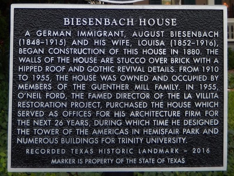 Biesenbach House Marker. Click for full size. Biesenbach House Marker image. Click for full size.