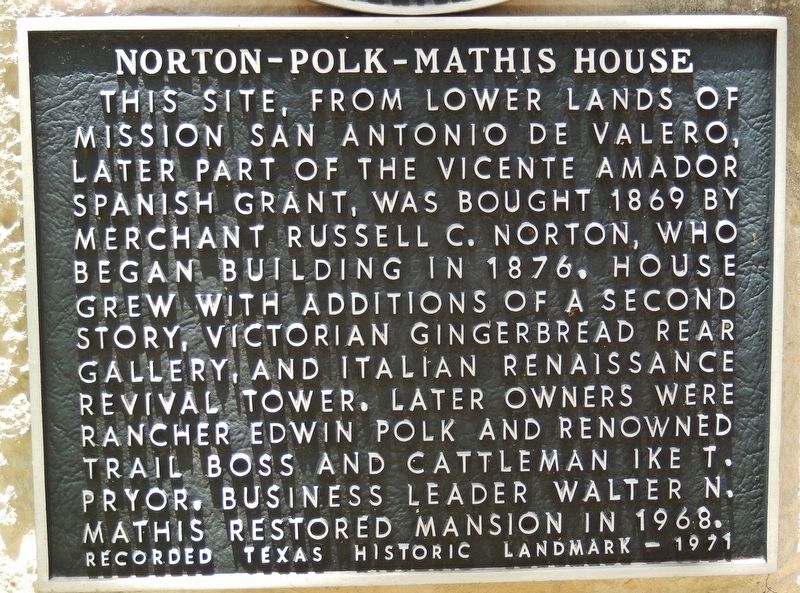 Norton-Polk-Mathis House Marker. Click for full size. Norton-Polk-Mathis House Marker image. Click for full size.