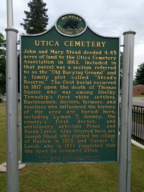 Utica Cemetery Marker image. Click for full size.