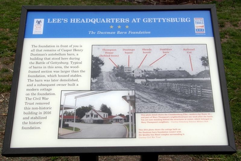 Lee's Headquarters At Gettysburg - The Dustman Barn Foundation Marker image. Click for full size.