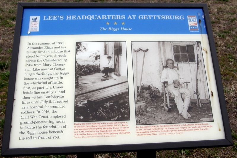 Lee's Headquarters At Gettysburg - The Riggs House Marker image. Click for full size.