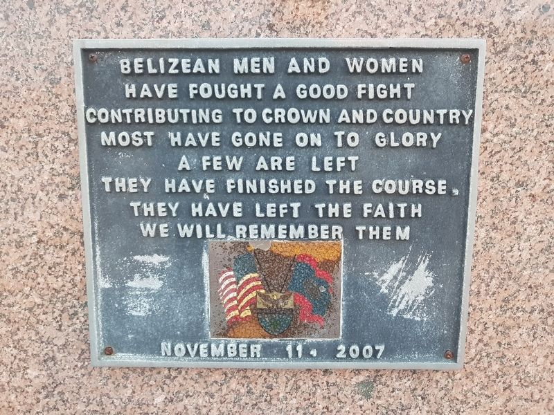 An additional marker on the Belize National World War I Cenotaph image. Click for full size.