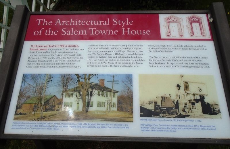 The Architectural Style of the Salem Towne House Marker image. Click for full size.