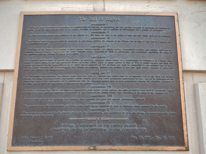 U.S. Federal Building - Bill of Rights Plaque (<i>mounted on wall, near marker</i>) image. Click for full size.