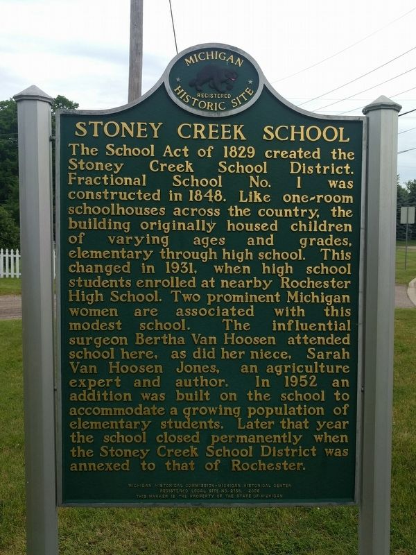 Stoney Creek School Marker image. Click for full size.