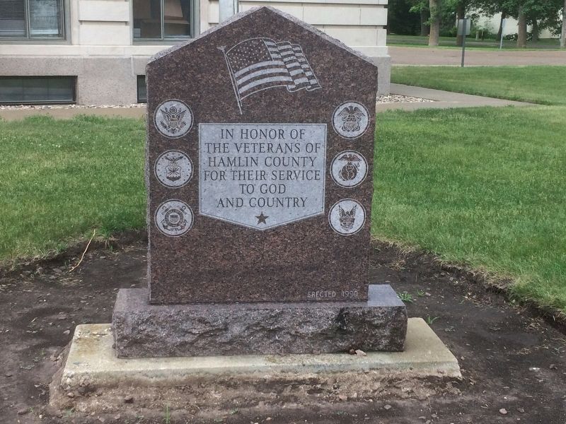 Hamlin County South Dakota Veterans Memorial Marker. Click for full size. Hamlin County South Dakota Veterans Memorial Marker image. Click for full size.