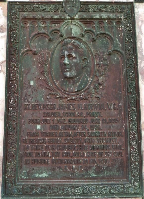 Rt. Rev. Monsignor James Martin Kirwin Memorial Plaque (<i>at nearby St. Mary's Cathedral</i>) image. Click for full size.