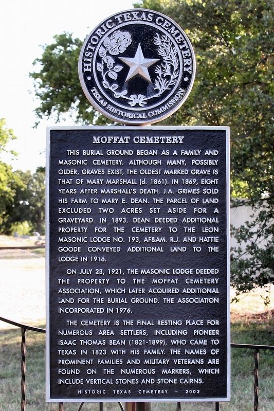 Moffat Cemetery Marker. Click for full size. Moffat Cemetery Marker image. Click for full size.