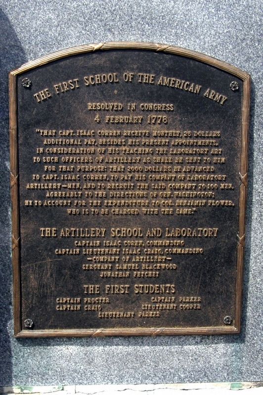 The First School of the American Army Marker image. Click for full size.