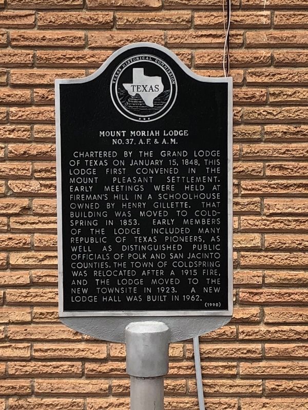 Mount Moriah Lodge No. 37, A.F. & A.M. Marker image. Click for full size.