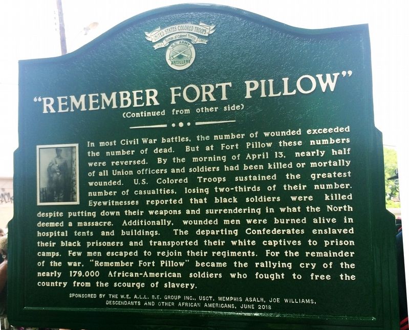 U.S. Colored Troops and the Battle of Fort Pillow Marker image. Click for full size.