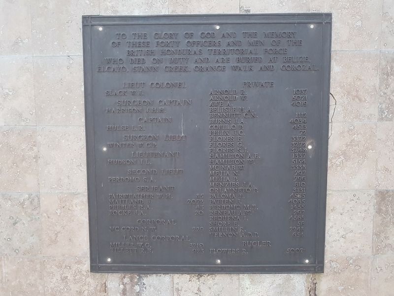 British Honduras Territorial Force Memorial Marker image. Click for full size.