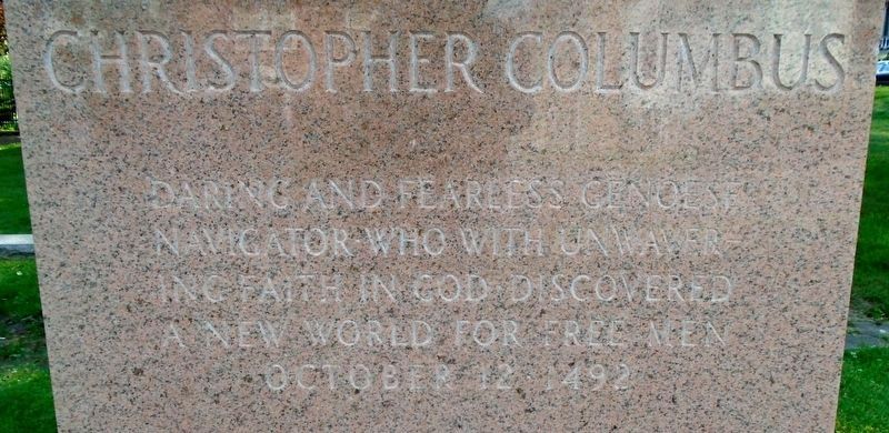 Christopher Columbus Monument Inscription image. Click for full size.