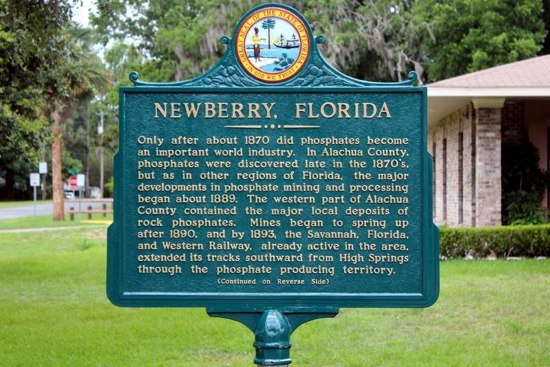Newberry, Florida Marker Restored Side 1 image. Click for full size.