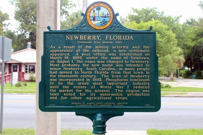 Newberry, Florida Marker Restored Side 2 image. Click for full size.