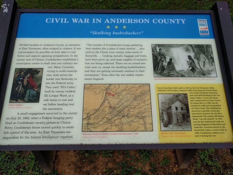 Civil War in Anderson County Marker image. Click for full size.